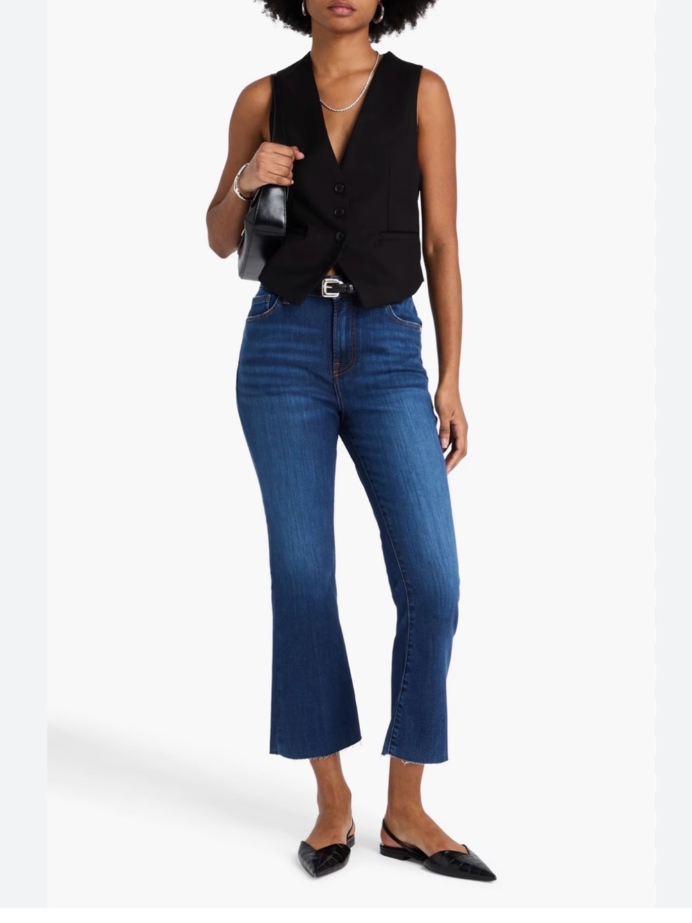 FRAME Le Crop Mini Boot Jeans Dark Blue Wash Size 27